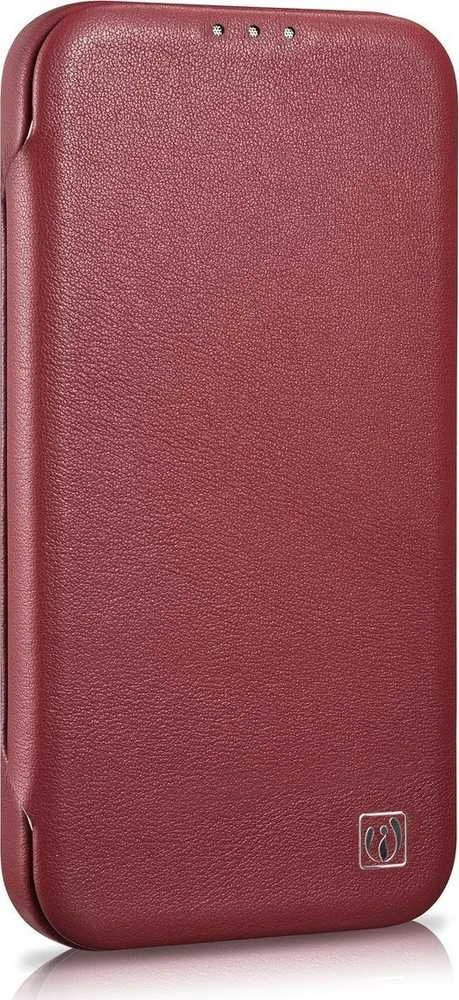 iCarer CE Premium Leather Apple iPhone 14 Plus Magnetic atverčiamas Leather MagSafe dėklas telefonui raudonos spalvos (WMI14220715-RD)
