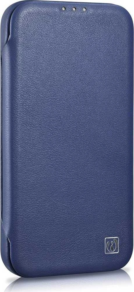 iCarer CE Premium Leather Apple iPhone 14 Plus Magnetic atverčiamas Leather MagSafe dėklas telefonui mėlynos spalvos (WMI14220715-BU)