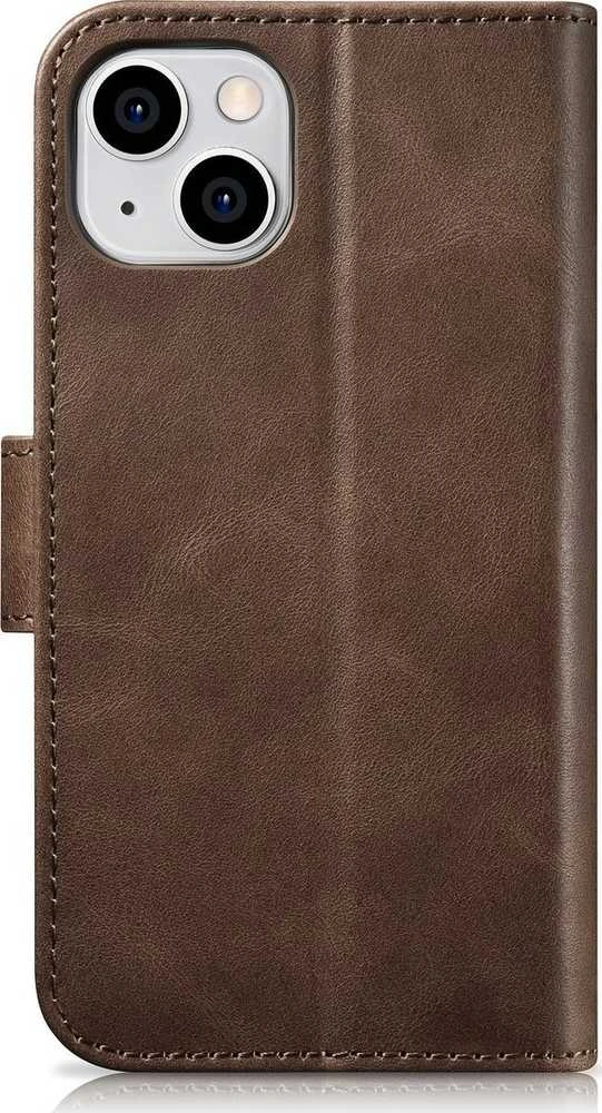 iCarer Oil Wax Wallet 2in1 Apple iPhone 14 Plus Anti-RFID Leather atverčiamas dėklas telefonui rudos spalvos (WMI14220723-BN)