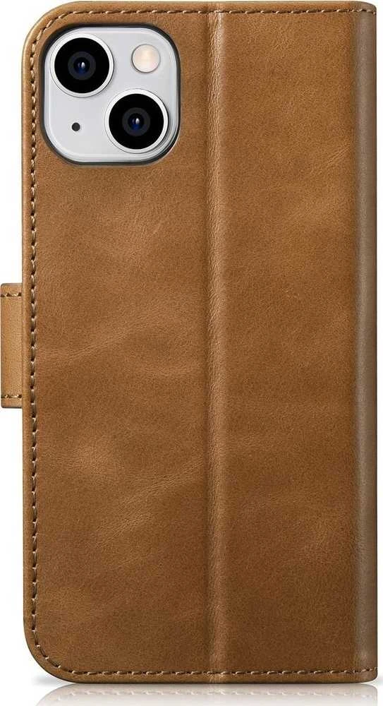 iCarer Oil Wax Wallet 2in1 Apple iPhone 14 Plus Anti-RFID Leather atverčiamas dėklas telefonui rudos spalvos (WMI14220723-TN)