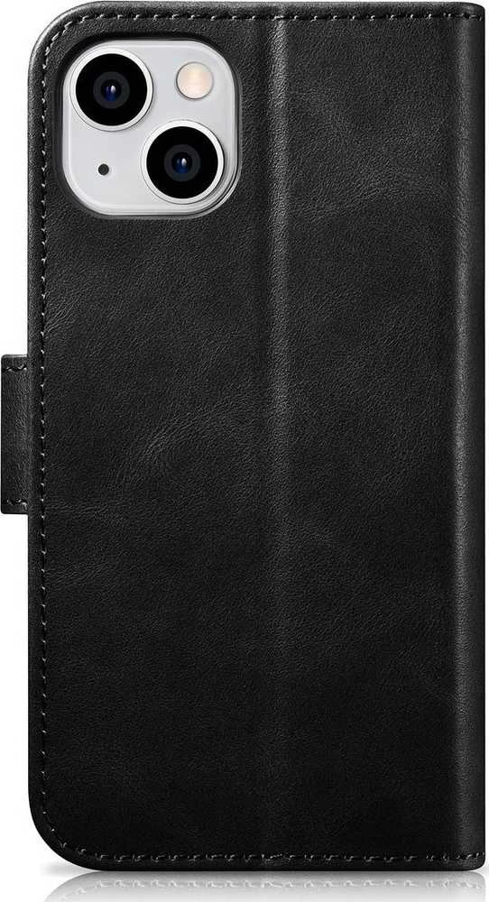 iCarer Oil Wax Wallet 2in1 Apple iPhone 14 Plus Anti-RFID Leather atverčiamas dėklas telefonui juodos spalvos (WMI14220723-BK)