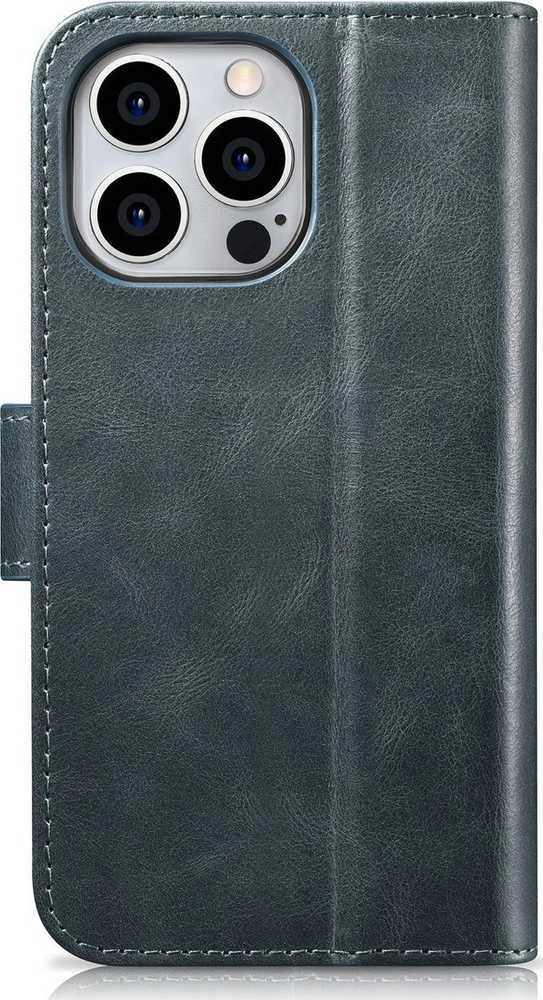 iCarer Oil Wax Wallet 2in1 Apple iPhone 14 Pro Anti-RFID Leather atverčiamas dėklas telefonui mėlynos spalvos (WMI14220722-BU)