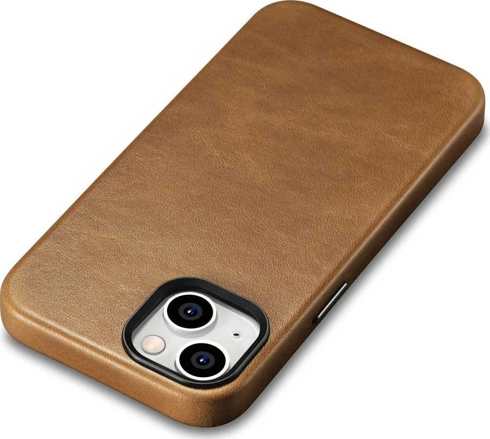 iCarer Oil Wax Premium Leather Apple iPhone 14 Plus Magnetic Leather with MagSafe dėklas telefonui rudos spalvos (WMI14220703-TN)