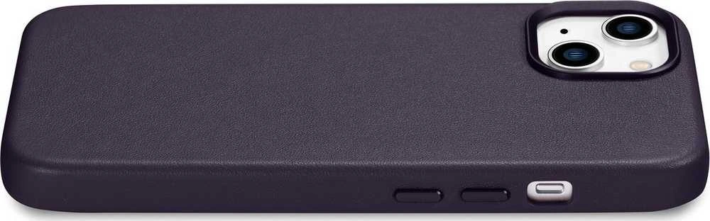 iCarer Leather Apple iPhone 14 Plus Dark dėklas telefonui violetinės spalvos (MagSafe Compatible)