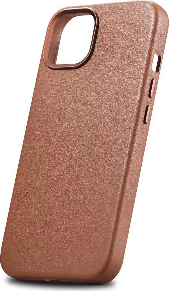 iCarer Leather Apple iPhone 14 Plus dėklas telefonui rudos spalvos (MagSafe Compatible)