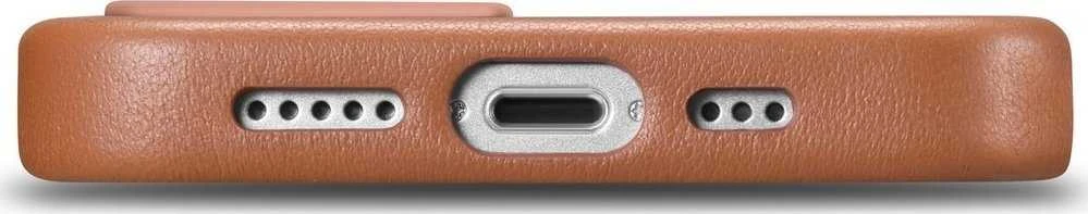 iCarer Leather Apple iPhone 14 Plus dėklas telefonui rudos spalvos (MagSafe Compatible)