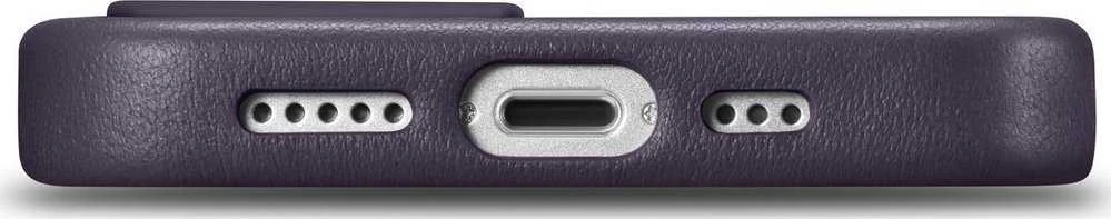 iCarer Leather Apple iPhone 14 Plus Dark dėklas telefonui violetinės spalvos (MagSafe Compatible)