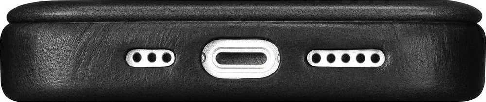 iCarer CE Oil Wax Premium Leather Leather Apple iPhone 14 Plus Magnetic atverčiamas MagSafe dėklas telefonui juodos spalvos (AKI14220707-BK)