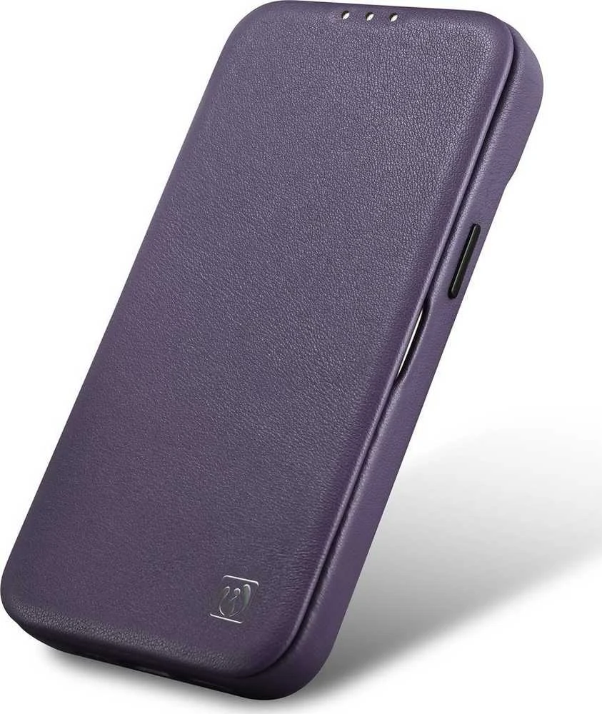 iCarer CE Premium Leather Apple iPhone 14 Plus Magnetic atverčiamas Leather MagSafe Dark dėklas telefonui violetinės spalvos (WMI14220715-DP)