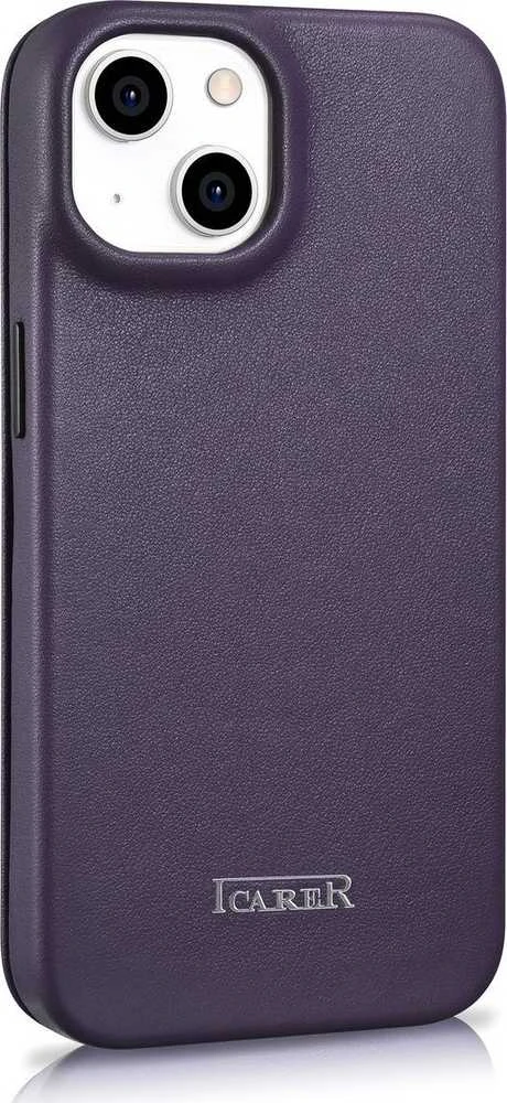 iCarer CE Premium Leather Apple iPhone 14 Plus Magnetic atverčiamas Leather MagSafe Dark dėklas telefonui violetinės spalvos (WMI14220715-DP)