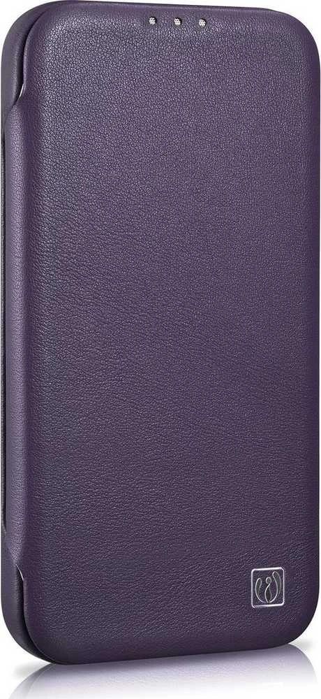 iCarer CE Premium Leather Apple iPhone 14 Plus Magnetic atverčiamas Leather MagSafe Dark dėklas telefonui violetinės spalvos (WMI14220715-DP)