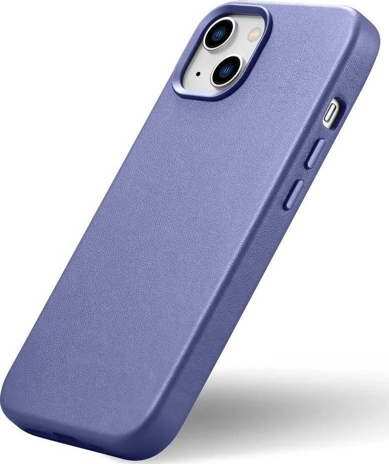 iCarer Leather Genuine Leather Apple iPhone 14 Plus Light dėklas telefonui violetinės spalvos (MagSafe Compatible)