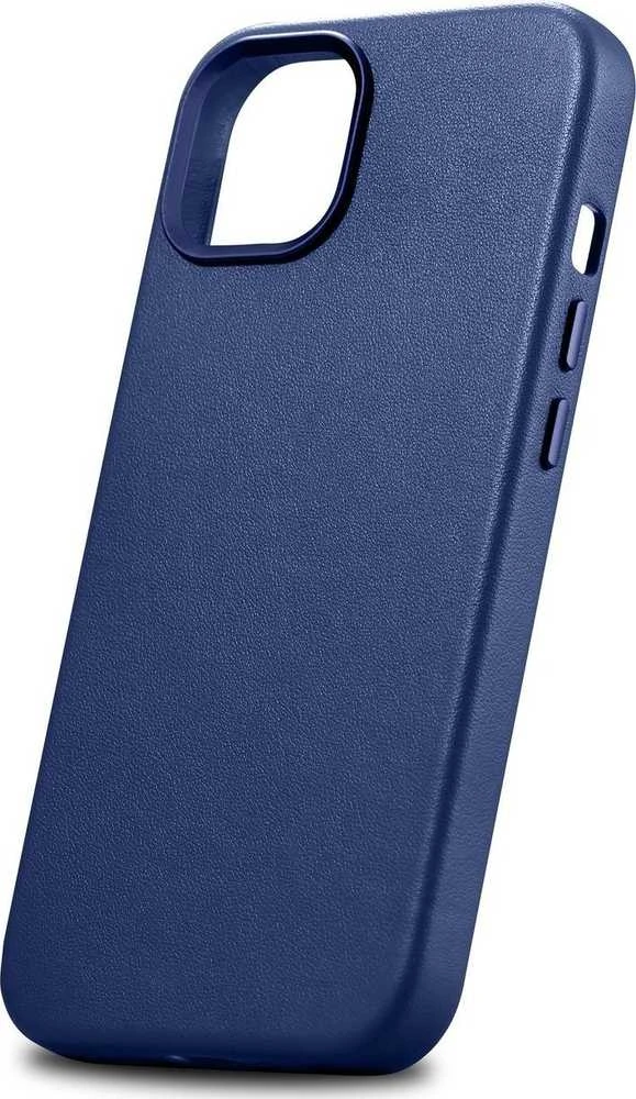 iCarer Leather Apple iPhone 14 Plus genuine leather dėklas telefonui mėlynos spalvos (compatible with MagSafe)
