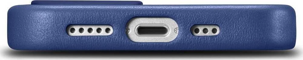 iCarer Leather Apple iPhone 14 Plus genuine leather dėklas telefonui mėlynos spalvos (compatible with MagSafe)