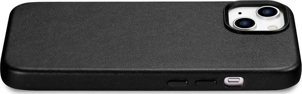 iCarer Leather Apple iPhone 14 Plus genuine leather dėklas telefonui juodos spalvos (compatible with MagSafe)