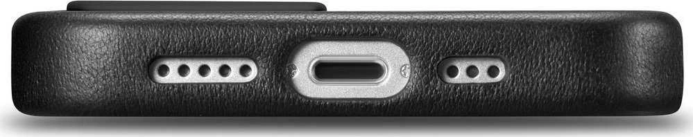 iCarer Leather Apple iPhone 14 Plus genuine leather dėklas telefonui juodos spalvos (compatible with MagSafe)