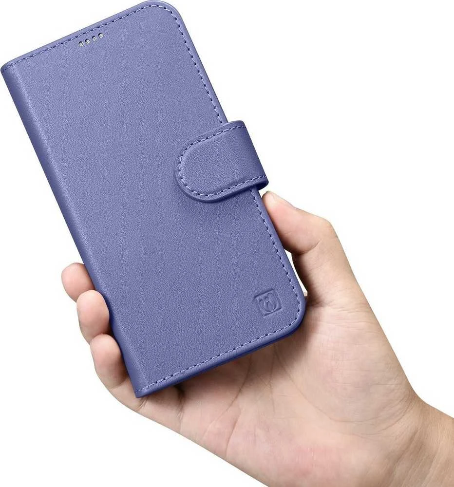 iCarer Wallet 2in1 Apple iPhone 14 Plus Anti-RFID Leather atverčiamas Light dėklas telefonui violetinės spalvos (WMI14220727-LP)