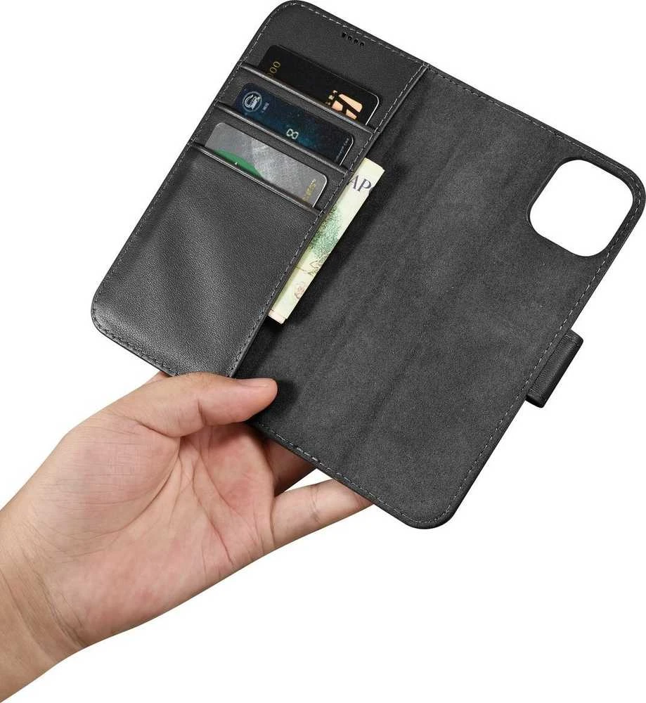 iCarer Wallet 2in1 Apple iPhone 14 Plus Anti-RFID Leather atverčiamas dėklas telefonui juodos spalvos (WMI14220727-BK)