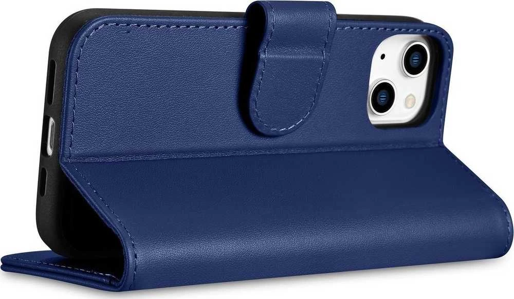 iCarer Wallet 2in1 Apple iPhone 14 Plus Anti-RFID Leather atverčiamas dėklas telefonui mėlynos spalvos (WMI14220727-BU)