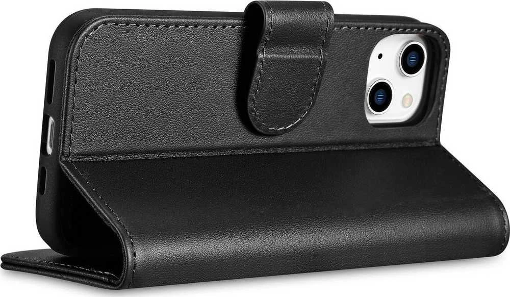 iCarer Wallet 2in1 Apple iPhone 14 Plus Anti-RFID Leather atverčiamas dėklas telefonui juodos spalvos (WMI14220727-BK)