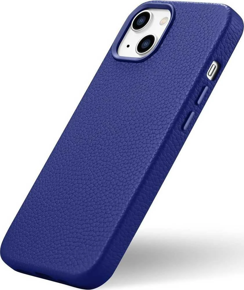 iCarer Litchi Premium Leather Apple iPhone 14 Magnetic Leather with MagSafe dėklas telefonui mėlynos spalvos (WMI14220709-DB)