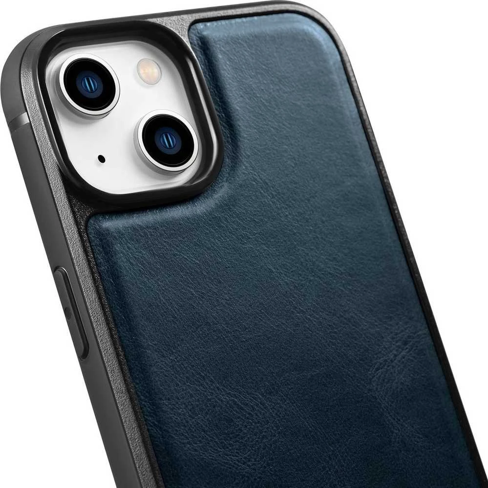 iCarer Leather Oil Wax covered with natural leather Apple iPhone 14 Plus dėklas telefonui mėlynos spalvos (WMI14220719-BU)