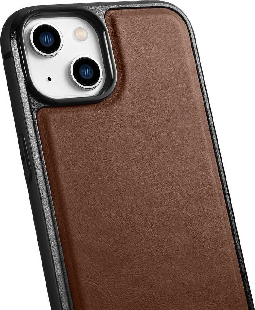 iCarer Leather Oil Wax Genuine Leather Apple iPhone 14 Plus (MagSafe Compatible) dėklas telefonui rudos spalvos (WMI14220719-BN)