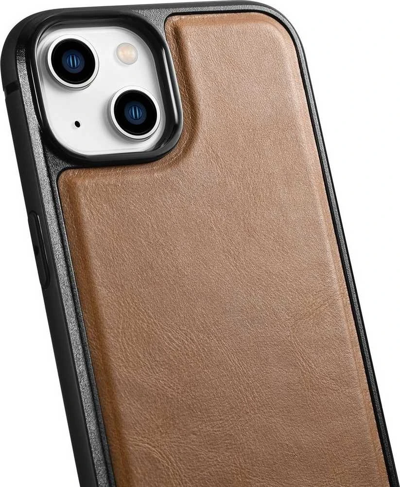iCarer Leather Oil Wax covered with natural leather Apple iPhone 14 Plus dėklas telefonui rudos spalvos (WMI14220719-TN)