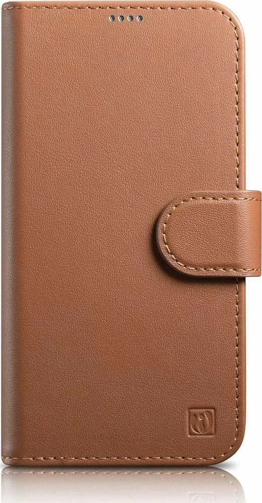 iCarer Wallet 2in1 Apple iPhone 14 Pro Max Leather atverčiamas Anti-RFID dėklas telefonui rudos spalvos (WMI14220728-BN)