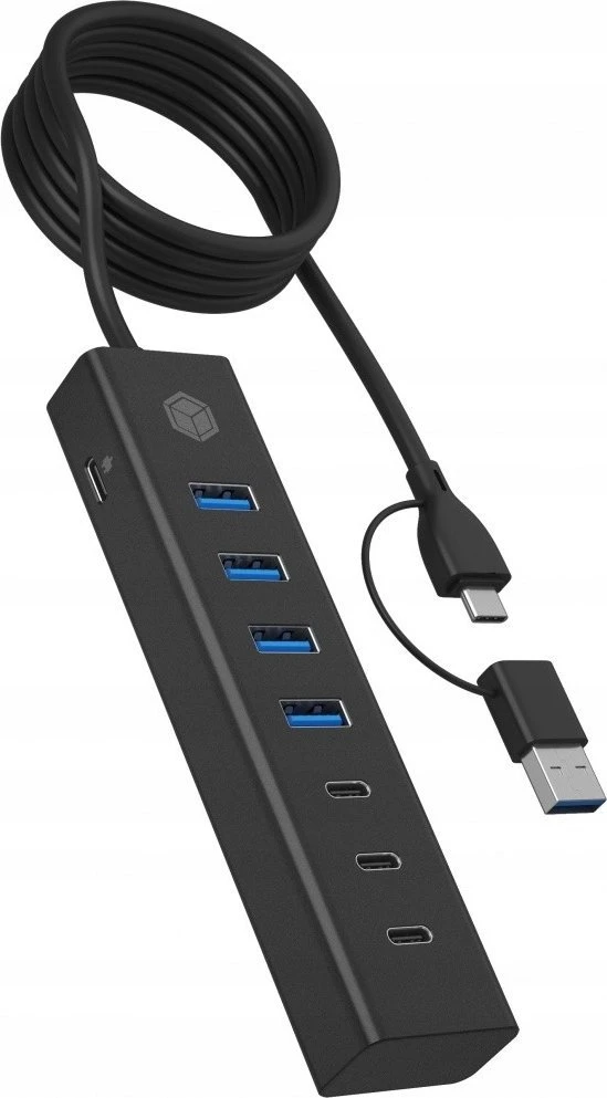 „Carruzzo ICY BOX IB-HUB1737-C3“ USB 3.2 Gen 1 (3.1 Gen 1) Type-C 5000 Mbit/s Juoda