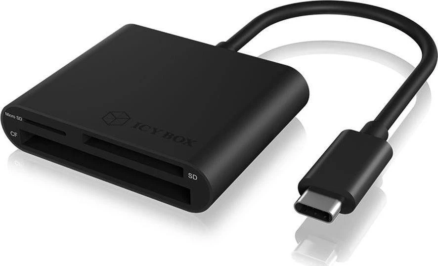 Icy Box RaidSonic ICYBOX USB 3.0 kortelių skaitytuvas Išorinis USB 3.0 Type-C pagrindinio kompiuterio jungtis SD 3.0 UHS-I Juodas