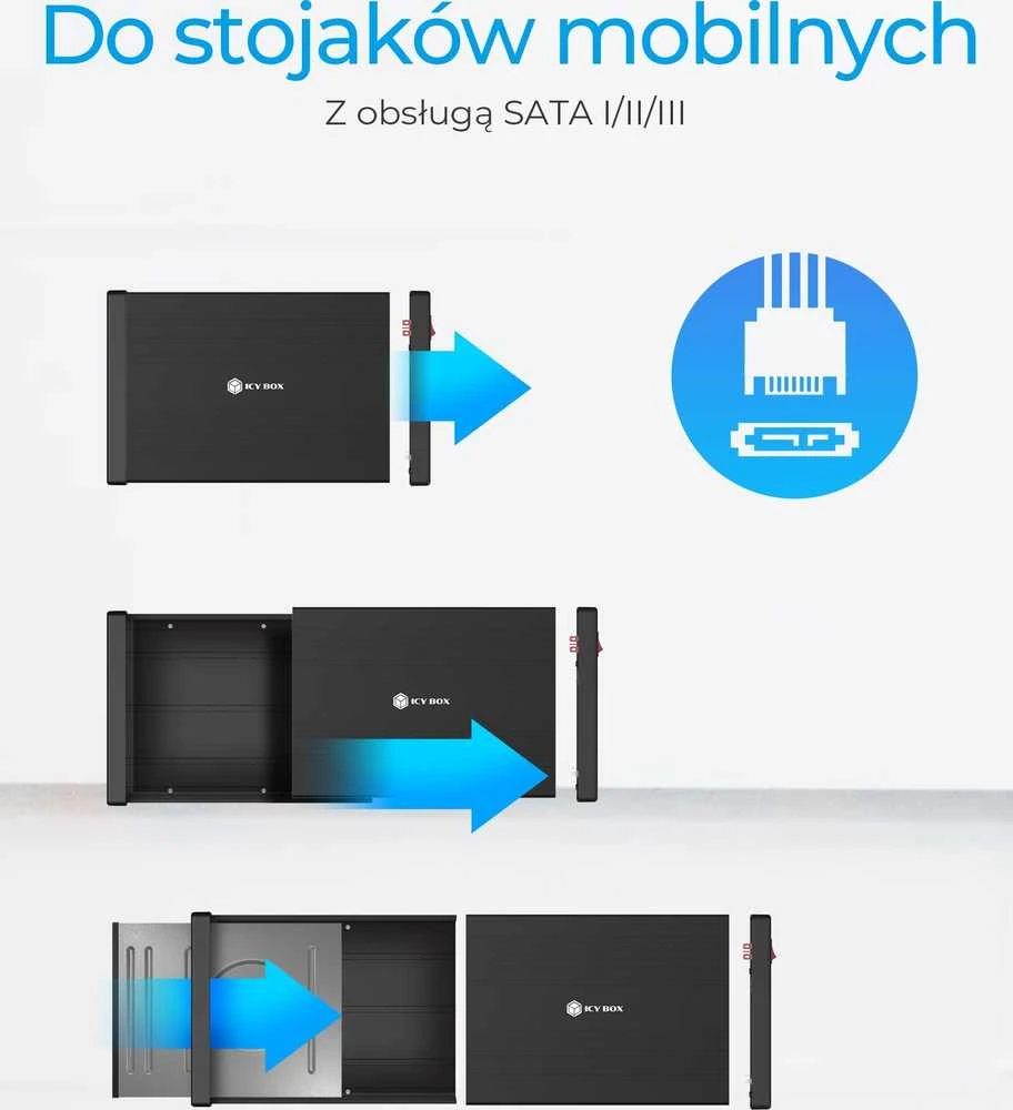 RaidSonic ICY BOX IB-525-U3 korpusas vienam 5,25 colio SATA įrenginiui – palaiko CD/DVD/Blu-ray