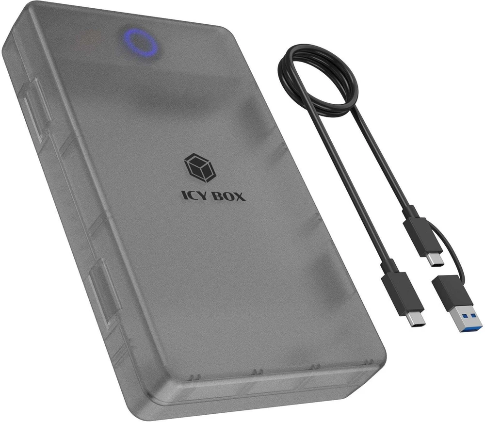 ICY BOX Externes Gehuse fr 2,5/3,5 SATA HDD /SSD, Host USB 3.2 Gen 1 bis 5 Gbps Type-C/-A