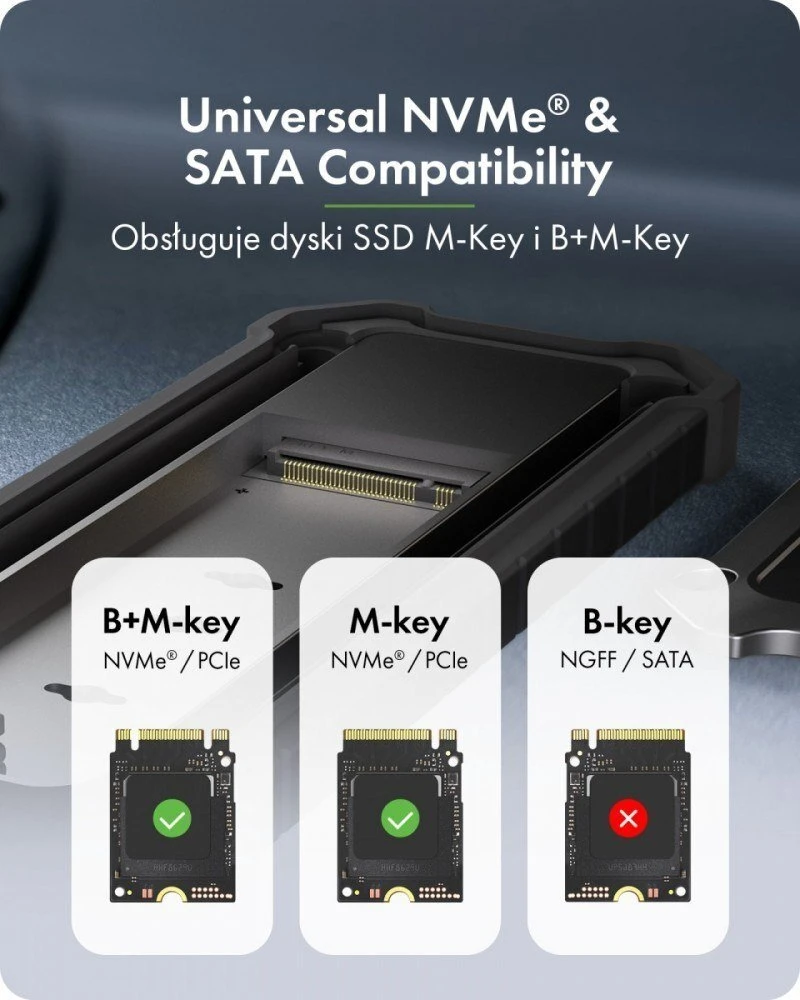 „Icy Box“ M.2 NVMe ir SATA USB 3.2 Gen 2 korpusas, 10 Gbit/s IB-1827MCP-C31