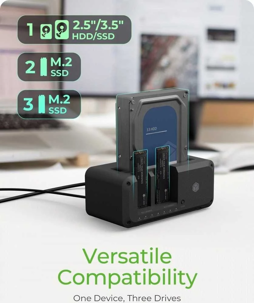 RaidSonic ICY BOX diskų stotelė su HDD ir M.2 SSD
