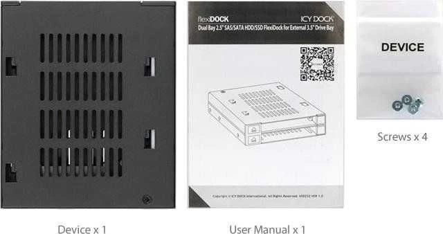 Serveris Icy Dock 2x 2,5 colio SATA / SAS Hotswap flexiDOCK (MB522SP-B)