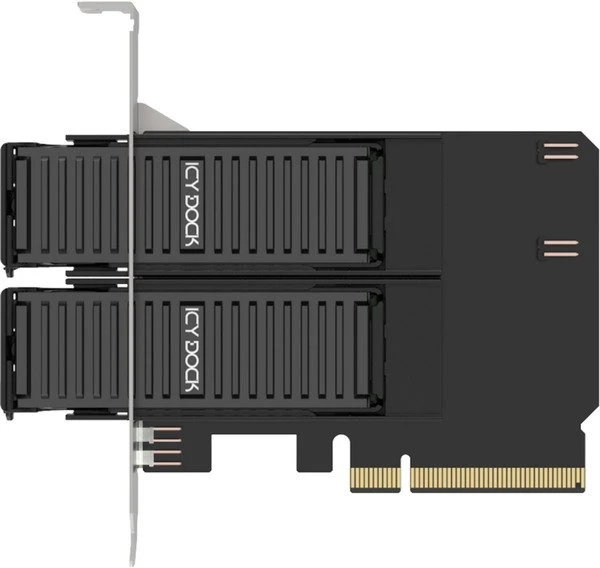 Icy Dock dvigubas NVMe adapteris, vaizdas iš šono