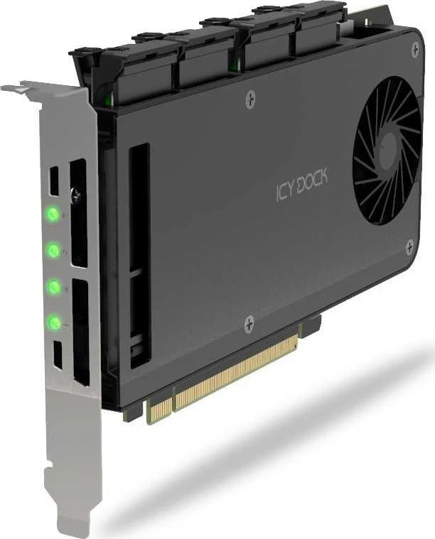 Icy Dock NVMe SSD adapteris su ventiliatoriumi