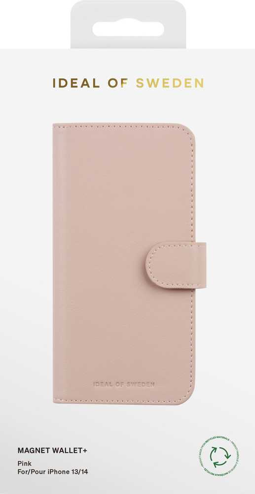 Telefono piniginės dėklas - Ideal of Sweden „Magnet Wallet+“ knygelės tipo dėklas iPhone 13/14/15/16E, modelis 2944460, rožinis