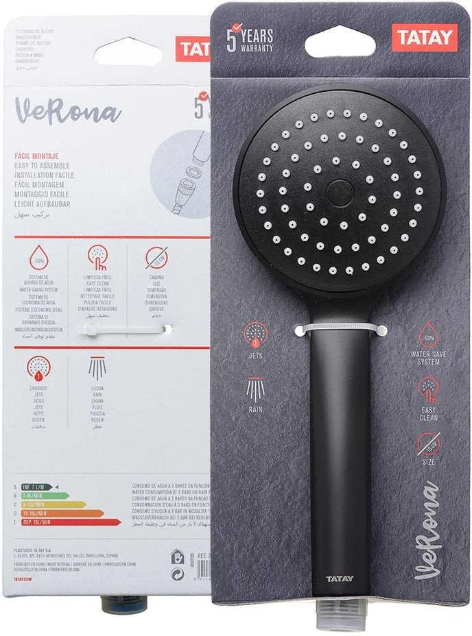 Tatay Dušo ragelis "Verona" Ø10cm, 1 režimas, juodas