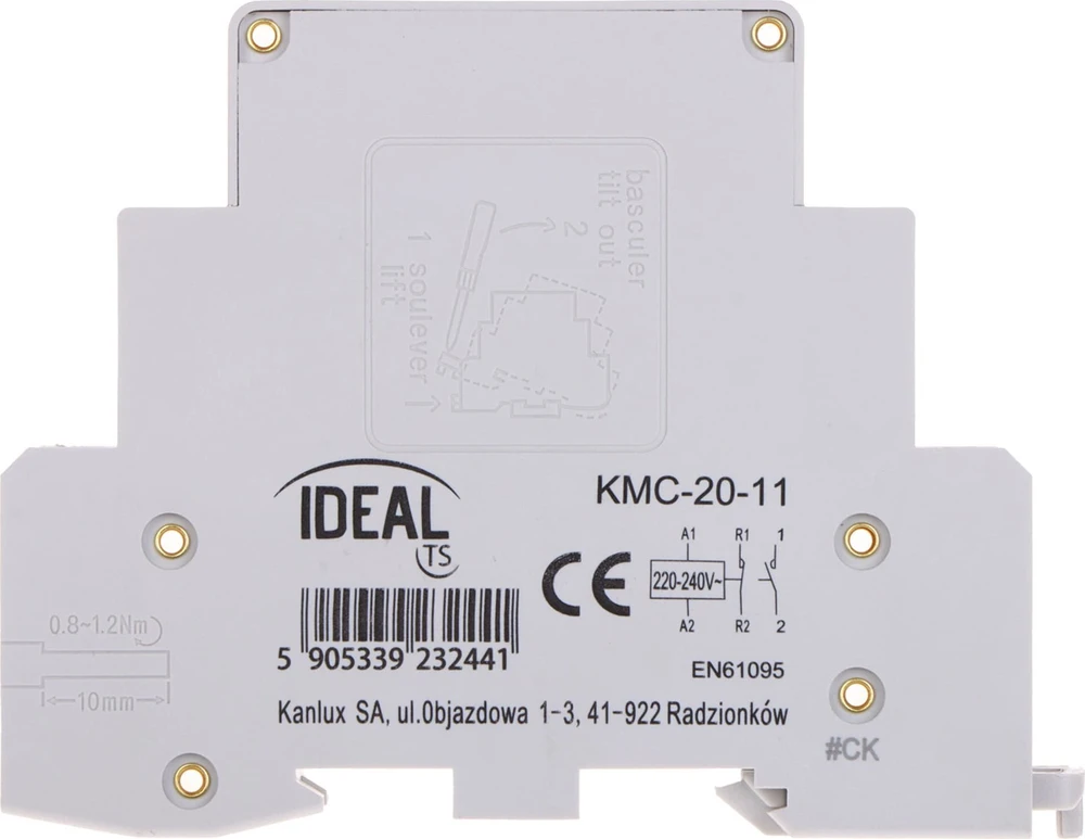 MODULINIS KONTAKTORIUS KMC-20-11 20 A 230 V AC IDEALUS