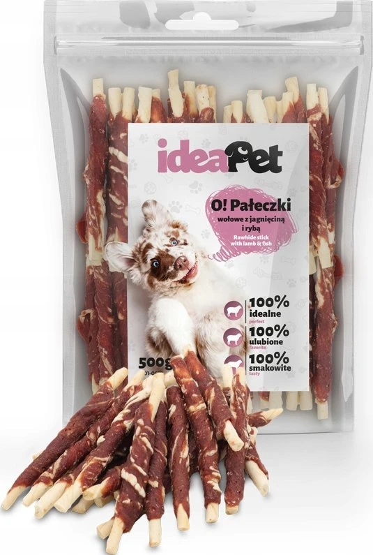 IdeaPet 500g jautienos lazdelės su ėriena ir žuvimi
