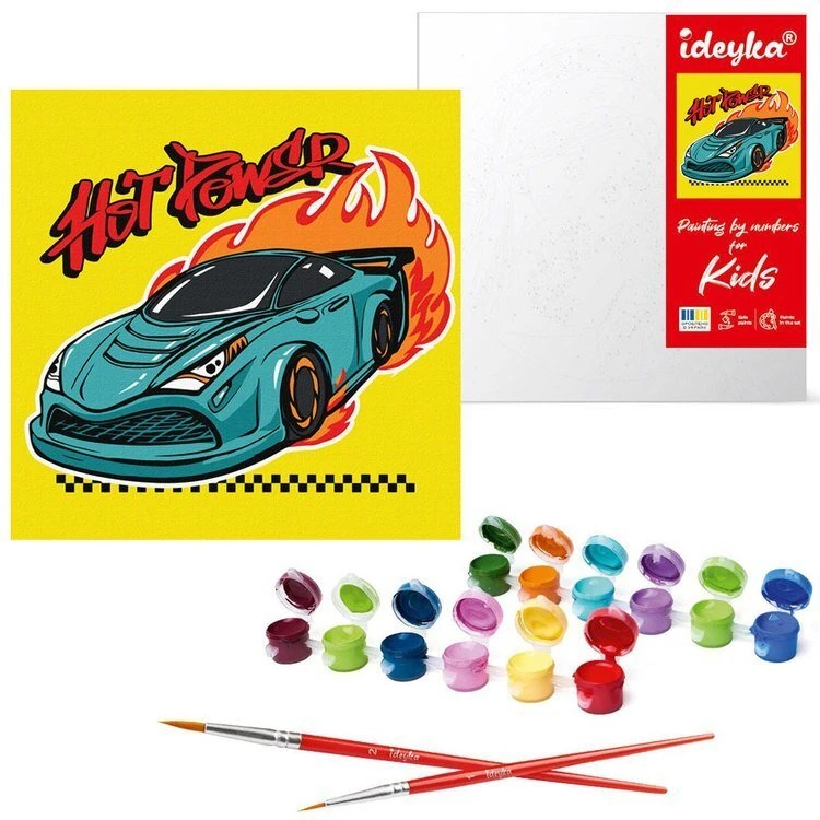 Ideyka Paveikslas pagal skaičius vaikams 25x25cm KHO1192 Automobilių sportas AP0063