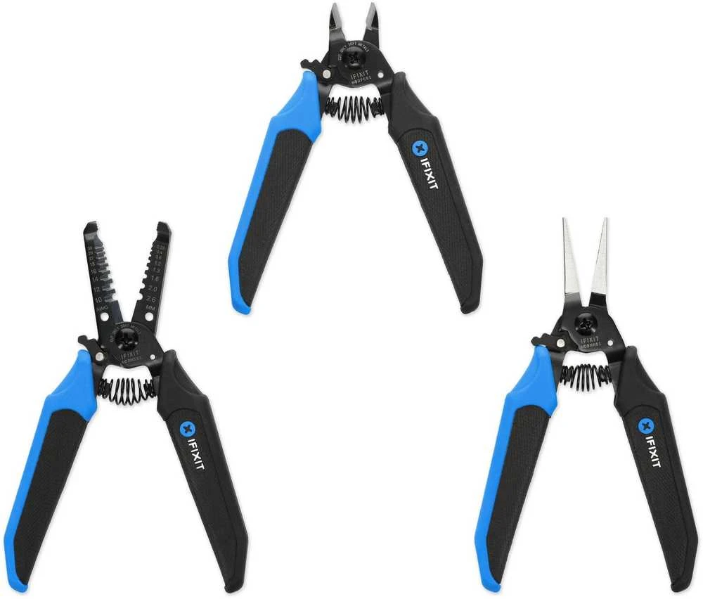 iFixit Mandible 3-Piece Pliers Set – Juodas/Mėlyna