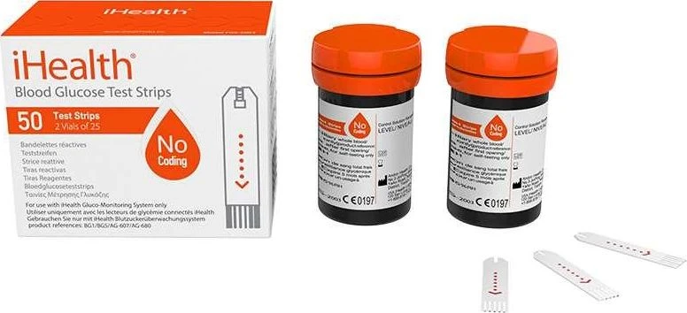 Kraujospūdžio matuoklis „iHealth Glucose EGS-2003“ gliukozės testai (50 vnt.)
