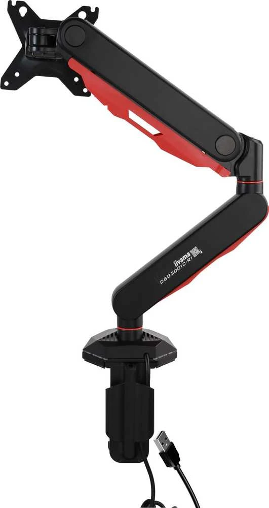 IIYAMA DSG3001C-R1 žaidimų stalo laikiklis vienam monitoriui su reguliuojamo aukščio VESA 75x75 arba 100x100mm USB jungtys (P)