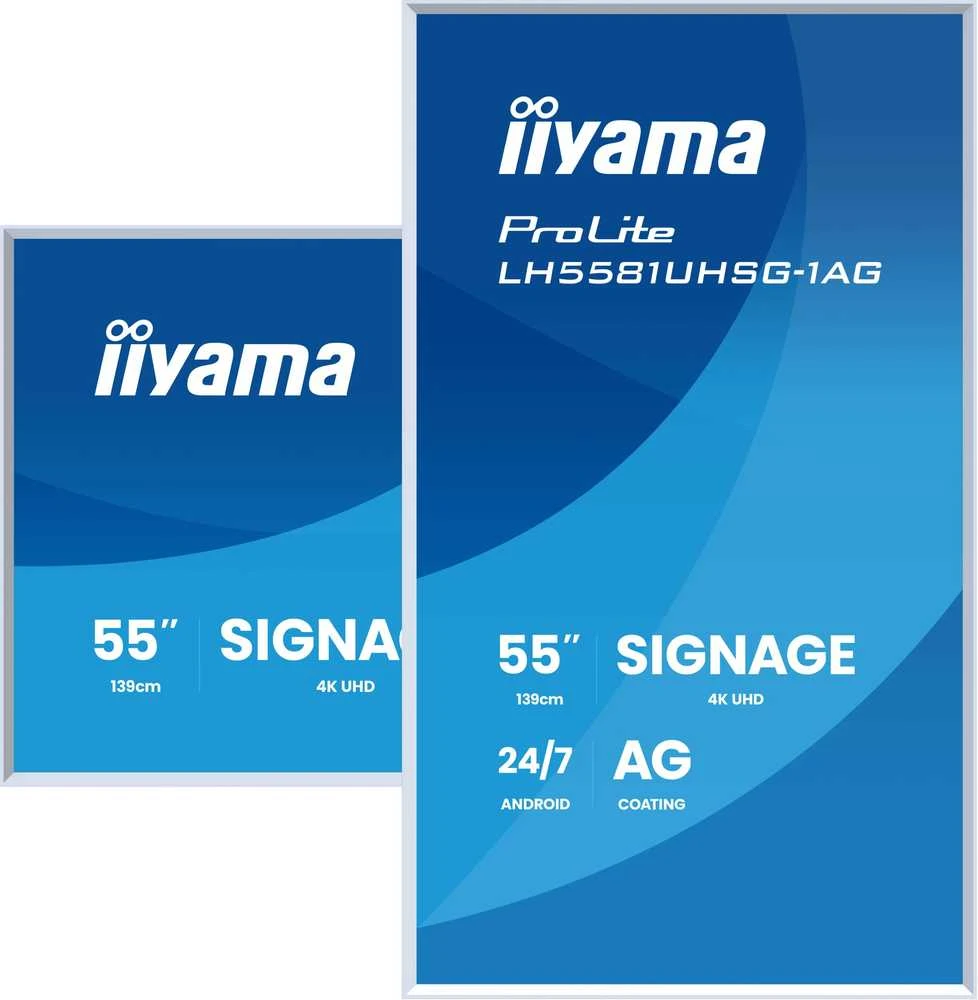 „IIYAMA LH5581UHSG-1AG“ 55 colių „Gallery Line“ monitorius su nuimamu rėmu, 3840x2160 UHD VA ELED, 2xHDMI, 1xUSB-C, 2xUSB 2.0, „Android 14“, VESA 300x400