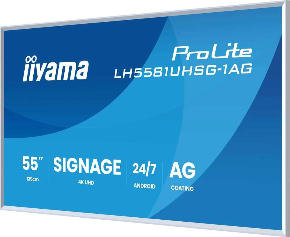 „IIYAMA LH5581UHSG-1AG“ 55 colių „Gallery Line“ monitorius su nuimamu rėmu, 3840x2160 UHD VA ELED, 2xHDMI, 1xUSB-C, 2xUSB 2.0, „Android 14“, VESA 300x400