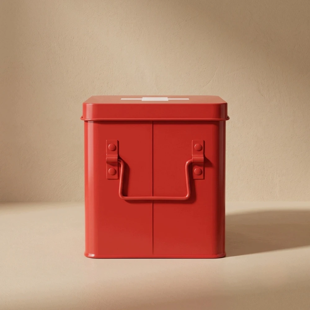 Ikonka Metalowa aptiečėlė su išimama dėklu, 32,5 x 16,5 x 20,5 cm