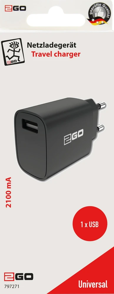 Įkroviklis 2GO 1x USB-A Juodas (797271)